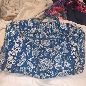 Vera Bradley blue and white weekender bag